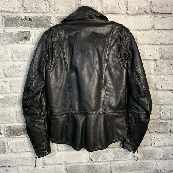 Vintage 90s Black Leather Motorcycle Biker Moto Jacket - Picture 5 of 16